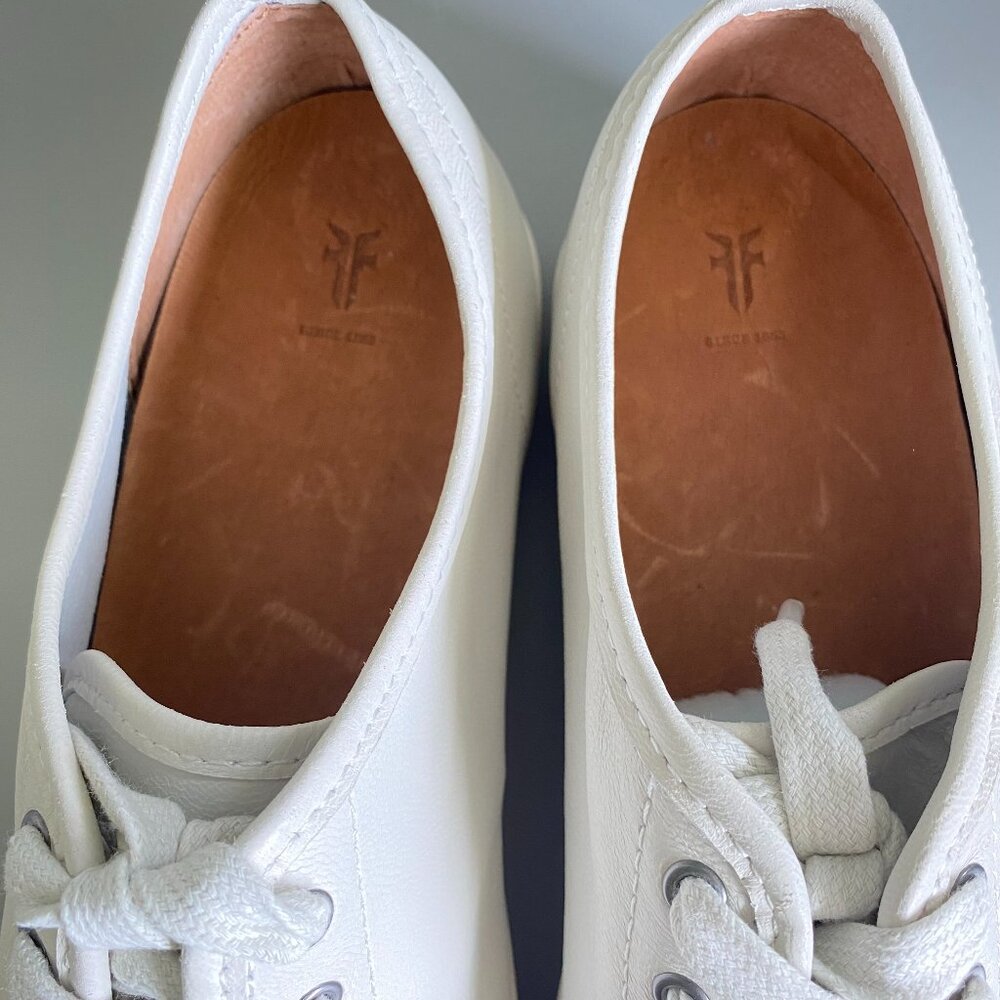 FRYE Women's Leather Mindy Lace Up Ivory Sneakers 9 New - Picture 7 of 11
